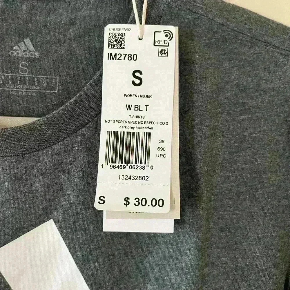 NWT Adidas Gray T-shirt with Logo Men’s Size S - Picture 3 of 6